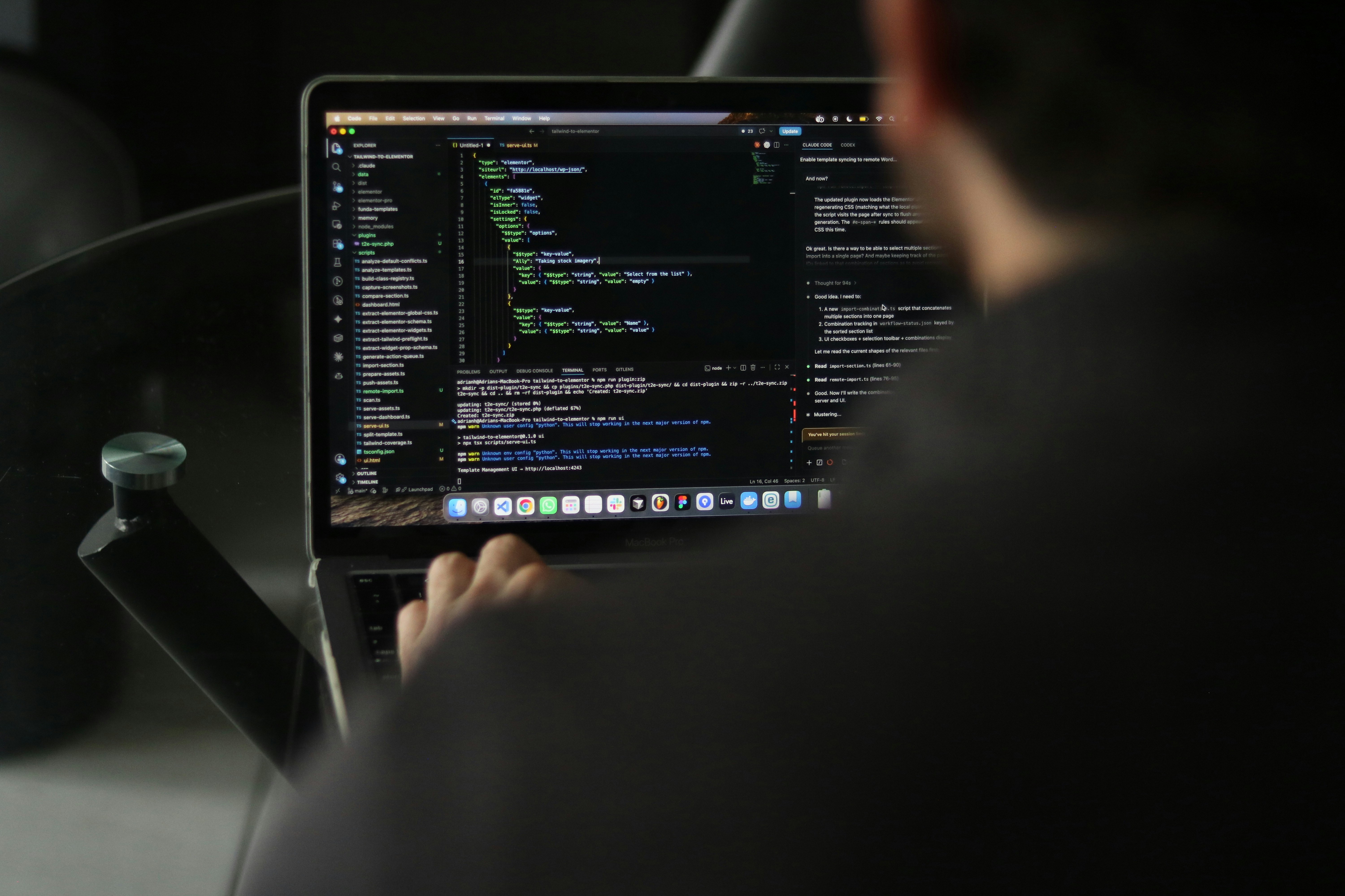 Developer engineering a modern web application